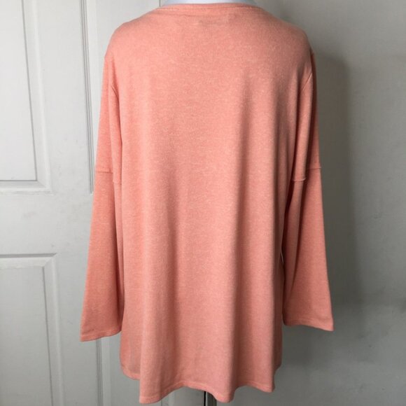 Soft Surroundings Women's Pink Salmon V Neck Long Sleeve Shirt Size XL Petite - Picture 9 of 12